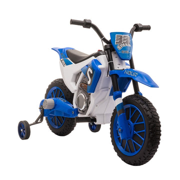 Elektrische kindermotor 12V voor kinderen | Kleur: Blauw+Wit | Afmetingen: 51.5x106.5x68 cm