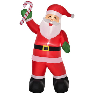Opblaasbare kerstman met LED-verlichting | Kleur: Wit+Rood+Groen | Afmetingen: 140x85x250 cm