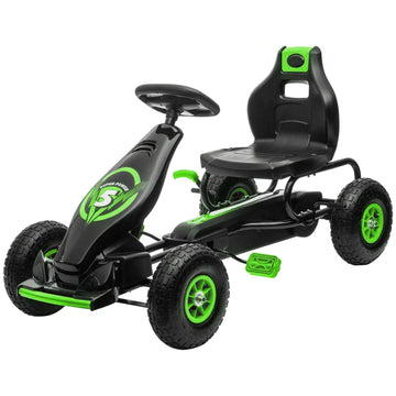 Kinder skelter - Trap aangedreven go-kart | Kleur: Groen+Zwart | Afmetingen: 58x121x61 cm