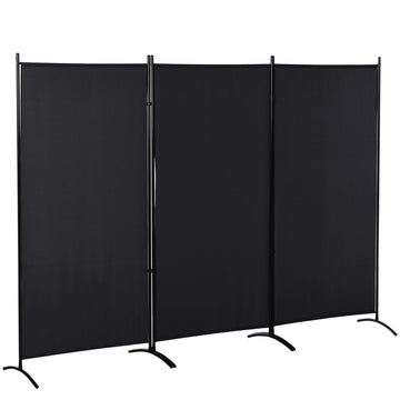 Privacyscherm paravent - Opvouwbare ruimteverdeler | Kleur: Zwart | Afmetingen: 253x50x182 cm