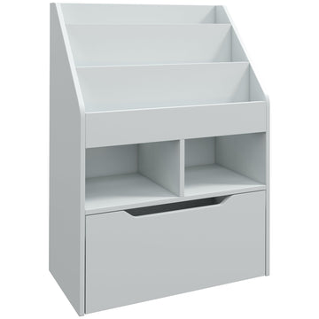 Kinderboekenkast met lade en vakken | Kleur: Grijs | Afmetingen: 60x29,9x90 cm