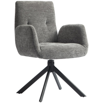 Gestoffeerde accentstoel - Moderne draaifauteuil | Kleur: Grijs | Afmetingen: 60x61x88 cm