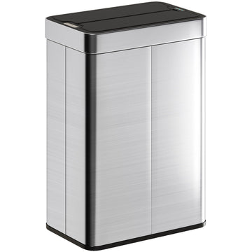Sensor afvalbak 55L - RVS vlinderdeksel | Kleur: Zilver, zwart | Afmetingen: 26.5x41x59 cm