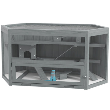 Hamsterkooi - 3 niveaus voor kleine dieren | Kleur: Grijs | Afmetingen: 60x115x55 cm
