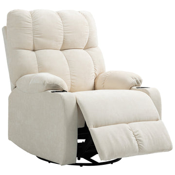 Relaxfauteuil met voetensteun, draaibaar | Kleur: Wit | Afmetingen: 88x96x108 cm