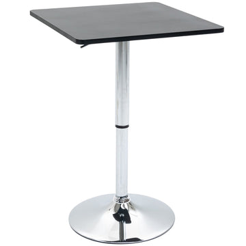 In hoogte verstelbare bartafel | Kleur: Zwart+Zilver | Afmetingen: 60x60x69-93 cm