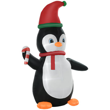 Opblaasbare kerstpinguïn met LED | Kleur: Meerkleurig | Afmetingen: 100x162x250 cm