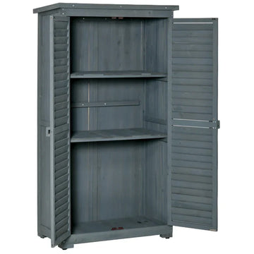 Houten tuinkast met 3 planken | Kleur: Grijs | Afmetingen: 87x46.5x160 cm