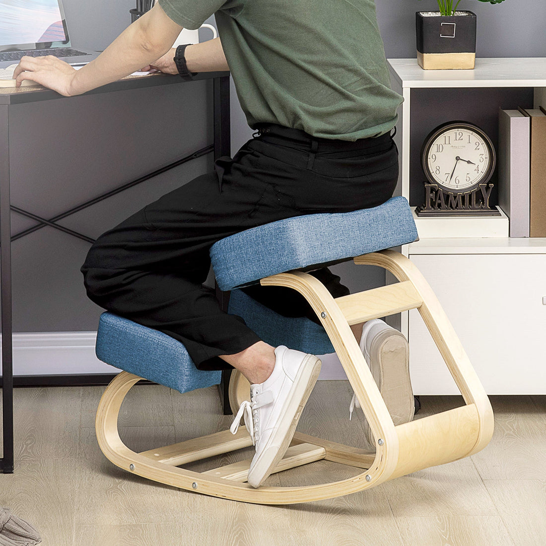 Ergonomische kniestoel - Actief zitten en betere houding | Kleur: Blauw | Afmetingen: 51x69x58 cm