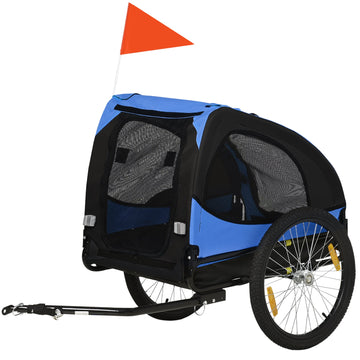 Hondentrailer voor honden - fietskar | Kleur: Blauw-zwart | Afmetingen: 71x140x83 cm