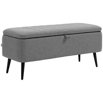 Opbergbank - Stoffen zitbank met opbergruimte | Kleur: Grijs | Afmetingen: 102x40x44 cm