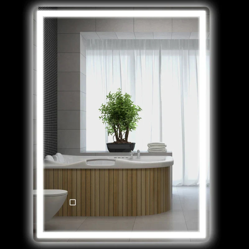 LED-Badezimmerspiegel mit Antibeschlagfunktion | Farbe: Weiß, Silber | Abmessungen: 80x4x60 cm