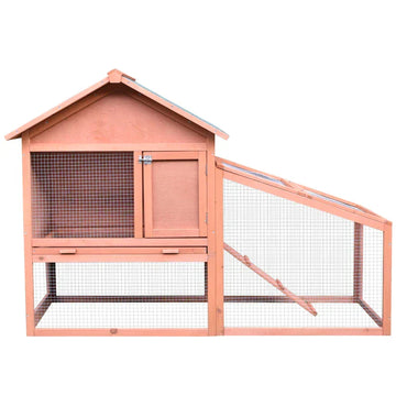 Konijnenhok met ren - Houten knaagdierenhok | Kleur: Goudrood | Afmetingen: 144x64,5x100 cm
