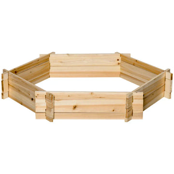 Zeshoekige houten plantenbak | Kleur: Natuurlijk | Afmetingen: 92x100x16 cm