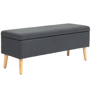 Gestoffeerde opbergbank - Zitbank met opbergruimte | Kleur: Grijs | Afmetingen: 110x39x45 cm