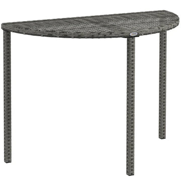Polyrattan balkontafel - Halfronde tuintafel | Kleur: Grijs | Afmetingen: 50x100x74 cm