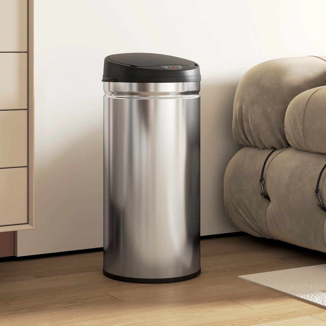 Sensor-Mülleimer 42 Liter aus Edelstahl | Farbe: Silber, schwarz