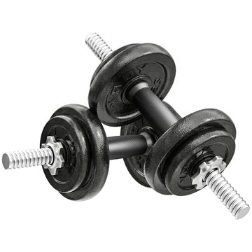 Halterset 2-in-1 20 kg verstelbaar | Kleur: Grijs | Afmetingen: 15x110x15 cm