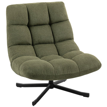 Draaibare loungestoel - Brede zitting, chenille | Kleur: Groen | Afmetingen: 75x95x90 cm
