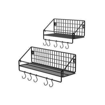 Wandplanken set van 2 - industrieel ontwerp - zwevende plank - zwart - 30 x 12 x 13 cm