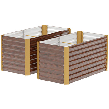 Set van 2 verhoogde plantenbakken - Diepe kweekbakken | Kleur: Bruin | Afmetingen: 60x120x60 cm