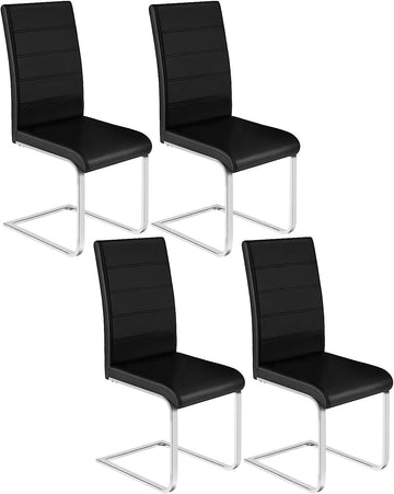 Eetkamerstoelen 4-delige set, kunstleer, hoge rugleuning | Zwart | 41x55,5x100 cm