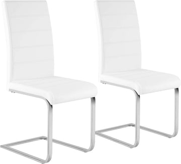 Eetkamerstoelen 2-delige set met hoge rugleuning | Wit | 41x55,5x100 cm