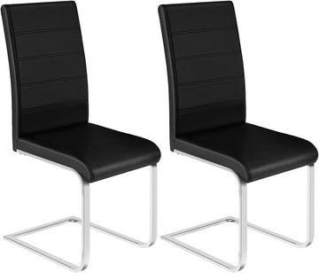 Eetkamerstoelen 2-delige set met hoge rugleuning, kunstleer | Zwart | 41x55,5x100 cm
