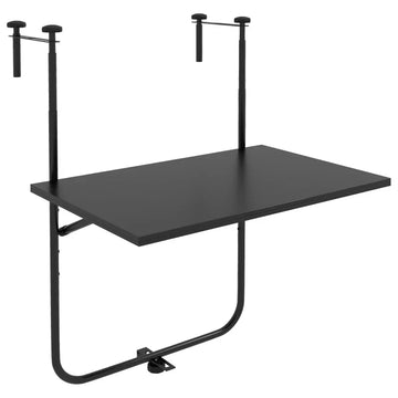 Opklapbare balkontafel voor railing | Kleur: Zwart | Afmetingen: 60x62x85.5 cm