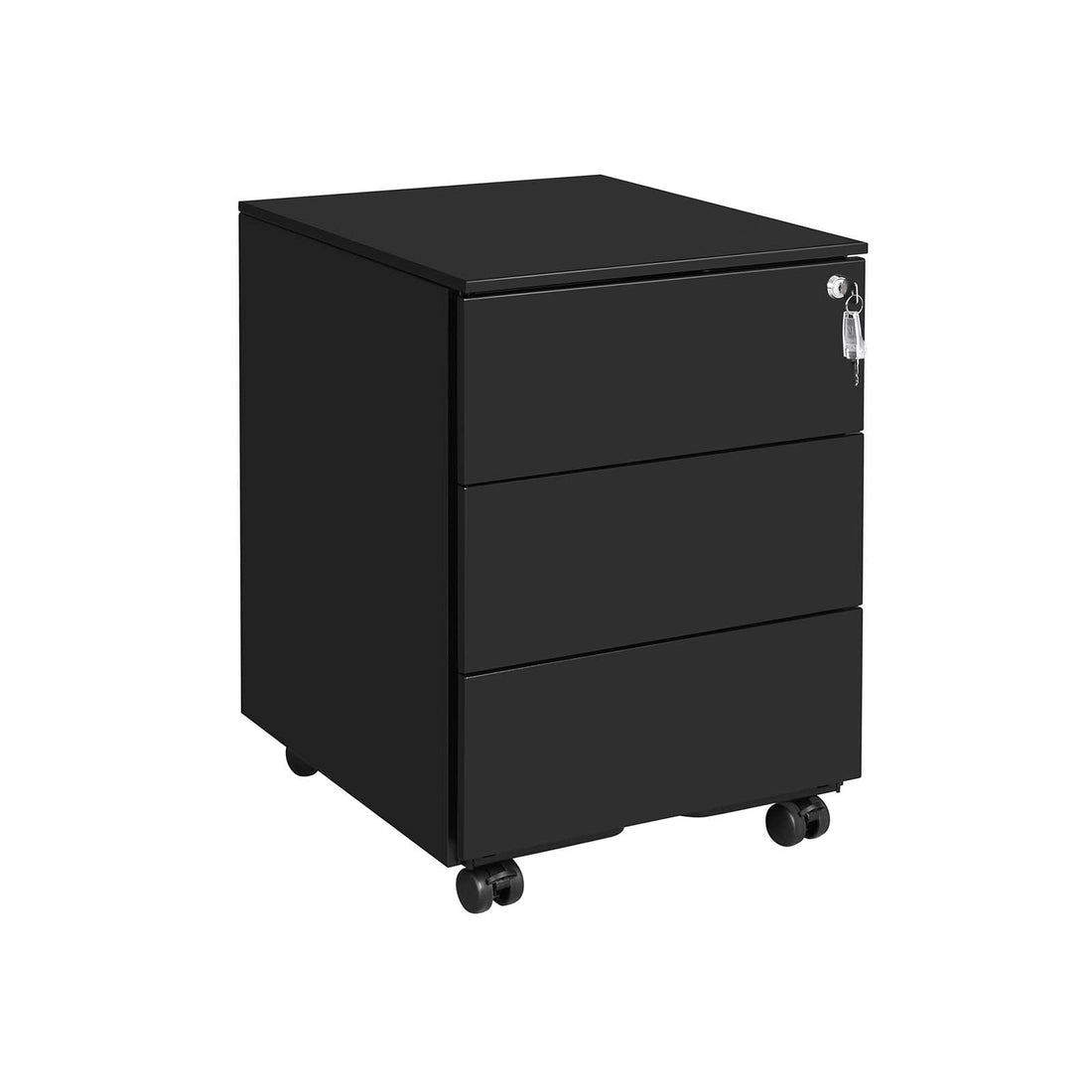 Rollcontainer mit 3 Schubladen – Stahl – Mattschwarz – 45x39x55 cm