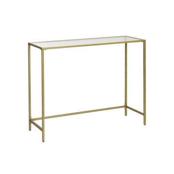 Moderne glazen sidetable - gouden metalen frame - gehard glas - 100 x 35 x 80 cm