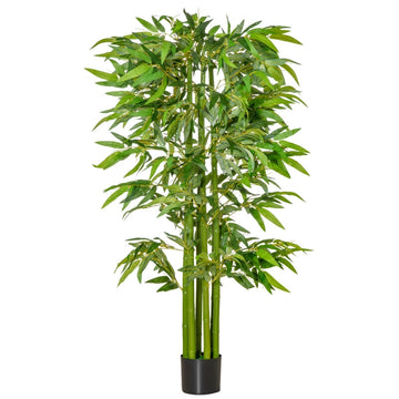 Kunstbamboe 160 cm met plantenbak | Kleur: Groen+Zwart | Afmetingen: 17x17x160 cm