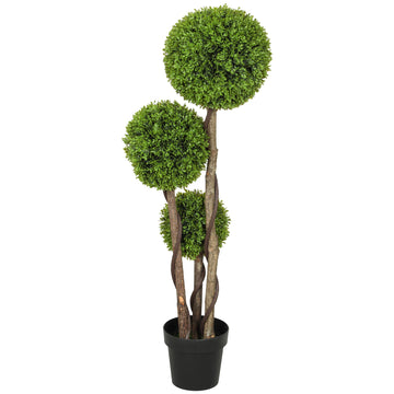 Kunstmatige buxusplant in cementpot - 115 cm | Kleur: Groen