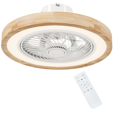 Plafondventilator met lamp, 6 snelheden | Kleur: Bruin | Afmetingen: 50x50x22.5 cm