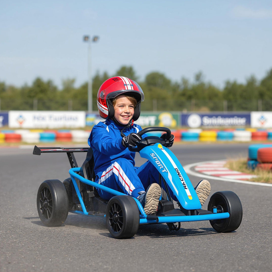 24V elektrische go-kart voor kinderen 8-12 jaar, blauw | Kleur: Blauw | Afmetingen: 77x119x54 cm
