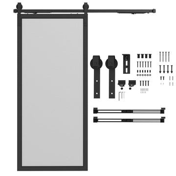 Schuifdeursysteem voor schuifdeur | Kleur: Zwart | Afmetingen: 183x0.5x4 cm