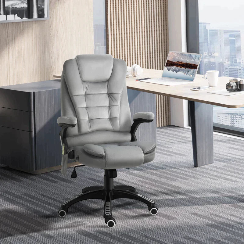 Massagesessel mit Heizfunktion und 6 Massagepunkten | Farbe: Grau | Maße: 67x74x107-116 cm