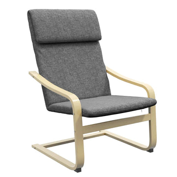 Fauteuil - Linnenlook fauteuil met houten frame | Kleur: Grijs | Afmetingen: 66.5x80x99 cm