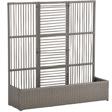 Bloembak met trellis van polyrattan | Kleur: Grijs | Afmetingen: 29x103x103 cm