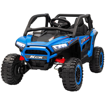 24V elektrische kinderauto voor 2 kinderen | Kleur: Blauw en Zwart | Afmetingen: 72x117x67 cm
