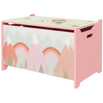 Kinder-opbergbox met deksel en veiligheidsscharnier | Kleur: Roze, wit | Afmetingen: 37x60x39 cm