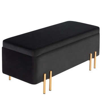 Gestoffeerde opbergbank met opbergruimte | Kleur: Zwart | Afmetingen: 100x40x42 cm