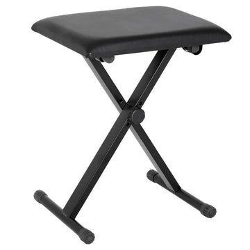 Verstelbare pianokruk - Opvouwbare pianobank | Kleur: Zwart | Afmetingen: 29x39x37-47 cm