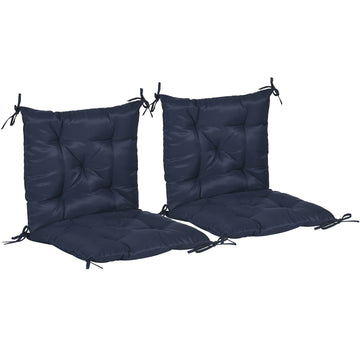 2 zitkussens 98 x 50 cm, 8 cm dik met bindebanden | Kleur: Donkerblauw | Afmetingen: 50x98x8 cm