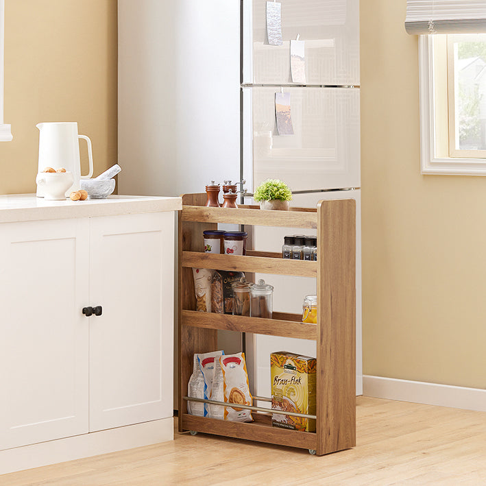 Slim Rolling Storage Cart - Nisplank - Badkamertrolley - Ruimtebesparende organizer - Mobiel met 4 roterende wielen - Ideaal voor krappe ruimtes - 18,5 cm x 81 cm x 60 cm - Vintage stijl