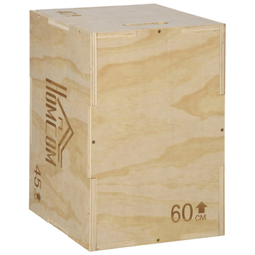 Plyometrische springkast - 3 hoogtes | Kleur: Bruin | Afmetingen: 40x45x60 cm