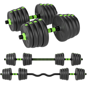 Verstelbare dumbbellset 30 kg 3-in-1 | Kleur: Groen | Afmetingen: 22x140x22 cm