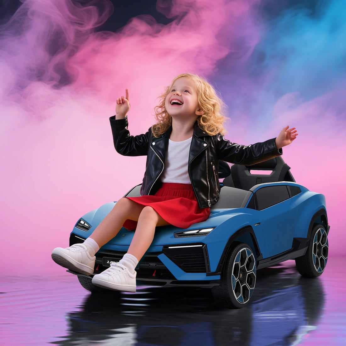 12V Kinderauto mit Fernbedienung und Doppelmotor | Farbe: Blau | Abmessungen: 49x101.5x43 cm