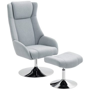 Draaibare fauteuil met voetenbank en armleuningen | Kleur: Grijs