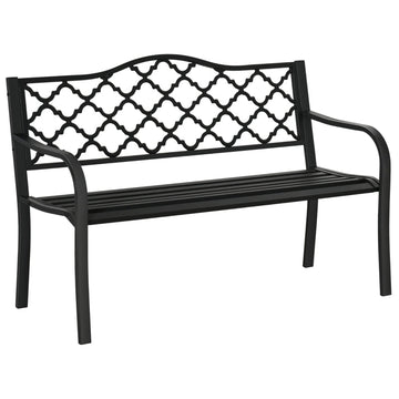 Tuinbank - Vintage metalen tuinbank | Kleur: Zwart | Afmetingen: 128x58.5x89 cm
